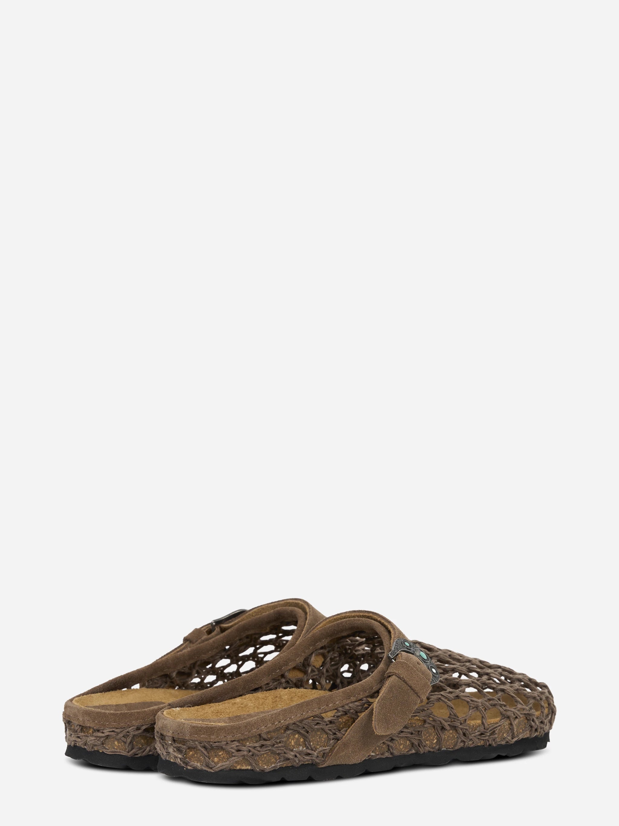 Mules Thais intrecciato marrone