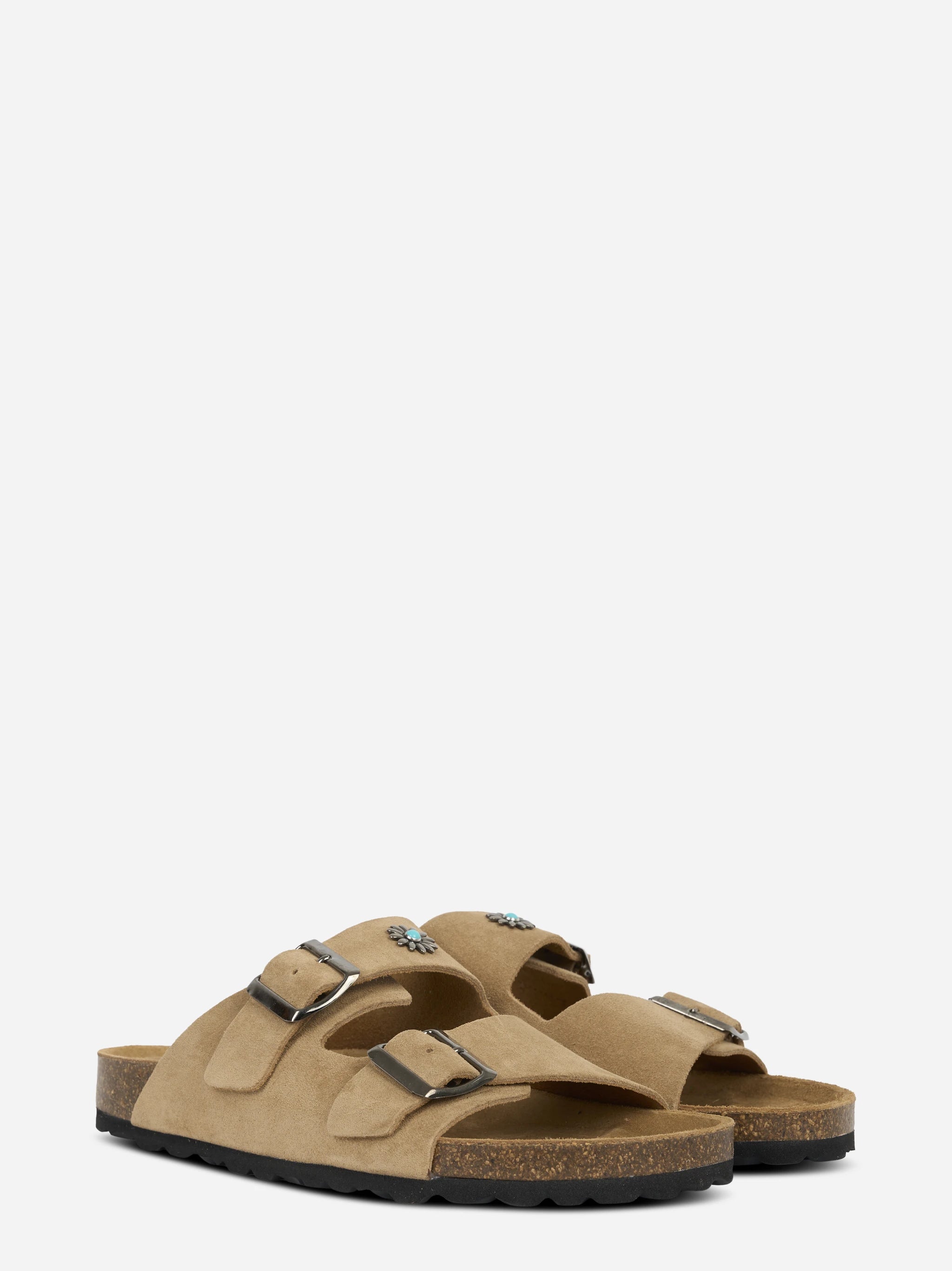 Sandalo Buckle in suede beige