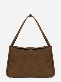 Borsa Calypso Trunk effetto suede marrone - vista frontale