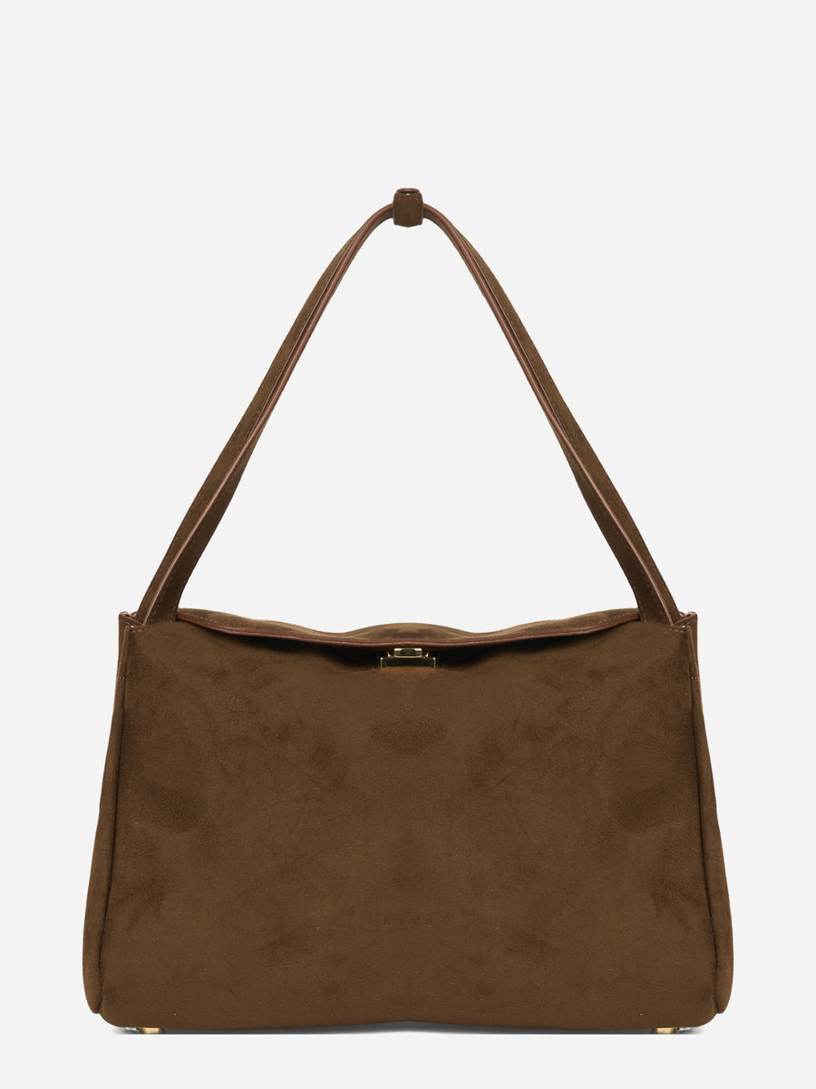 Borsa Calypso Trunk effetto suede marrone - vista frontale