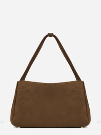Borsa Calypso Trunk effetto suede marrone - vista laterale