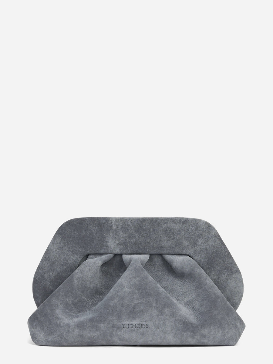 Pochette Bios Medium effetto nabuk grigia - vista frontale