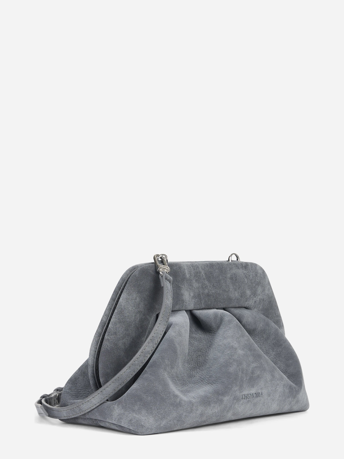 Pochette Bios Medium effetto nabuk grigia - vista posteriore