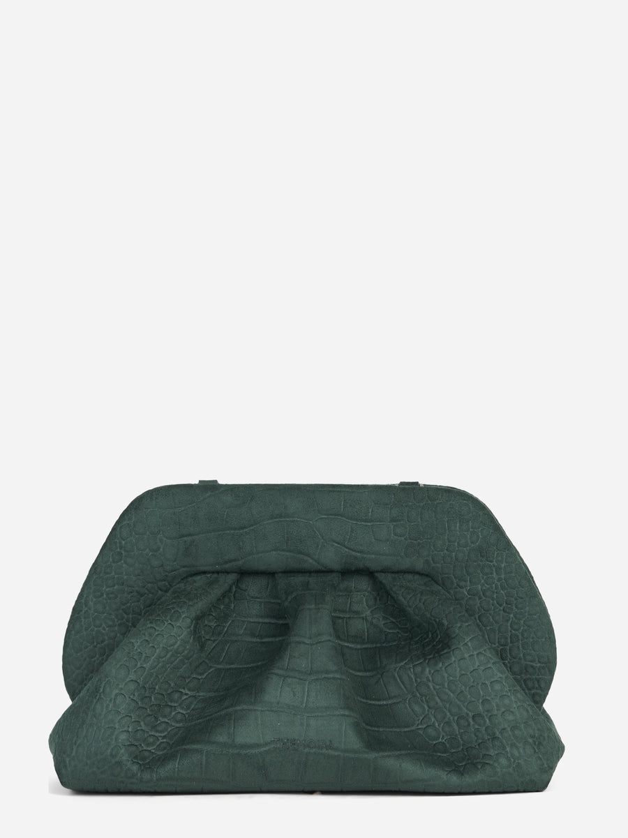 Pochette Bios Medium effetto coccodrillo verde - vista frontale