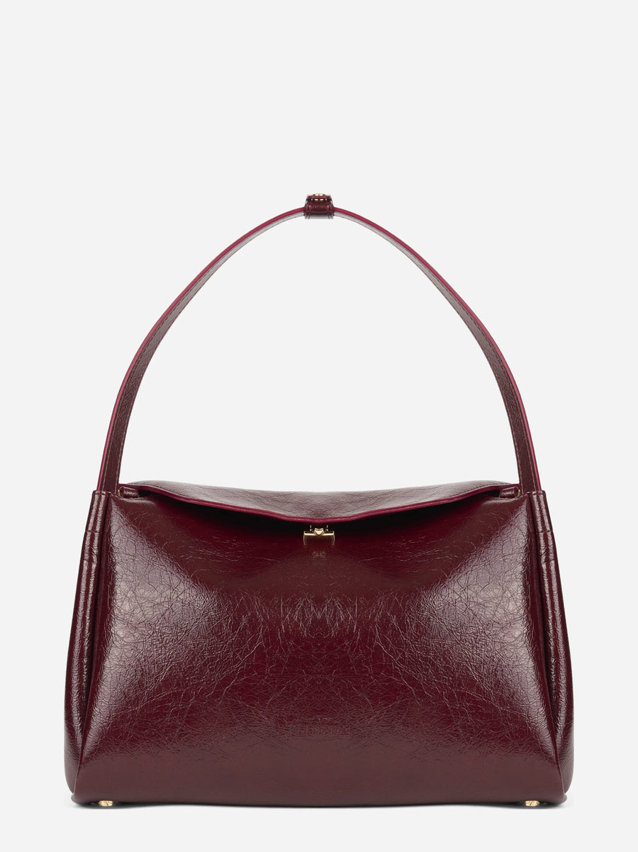 Borsa Calypso Trunk in pelle vegana bordeaux - vista frontale