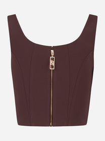 Top bustier Elisabetta Franchi vinaccia con zip dorata e fodera logata, vista posteriore