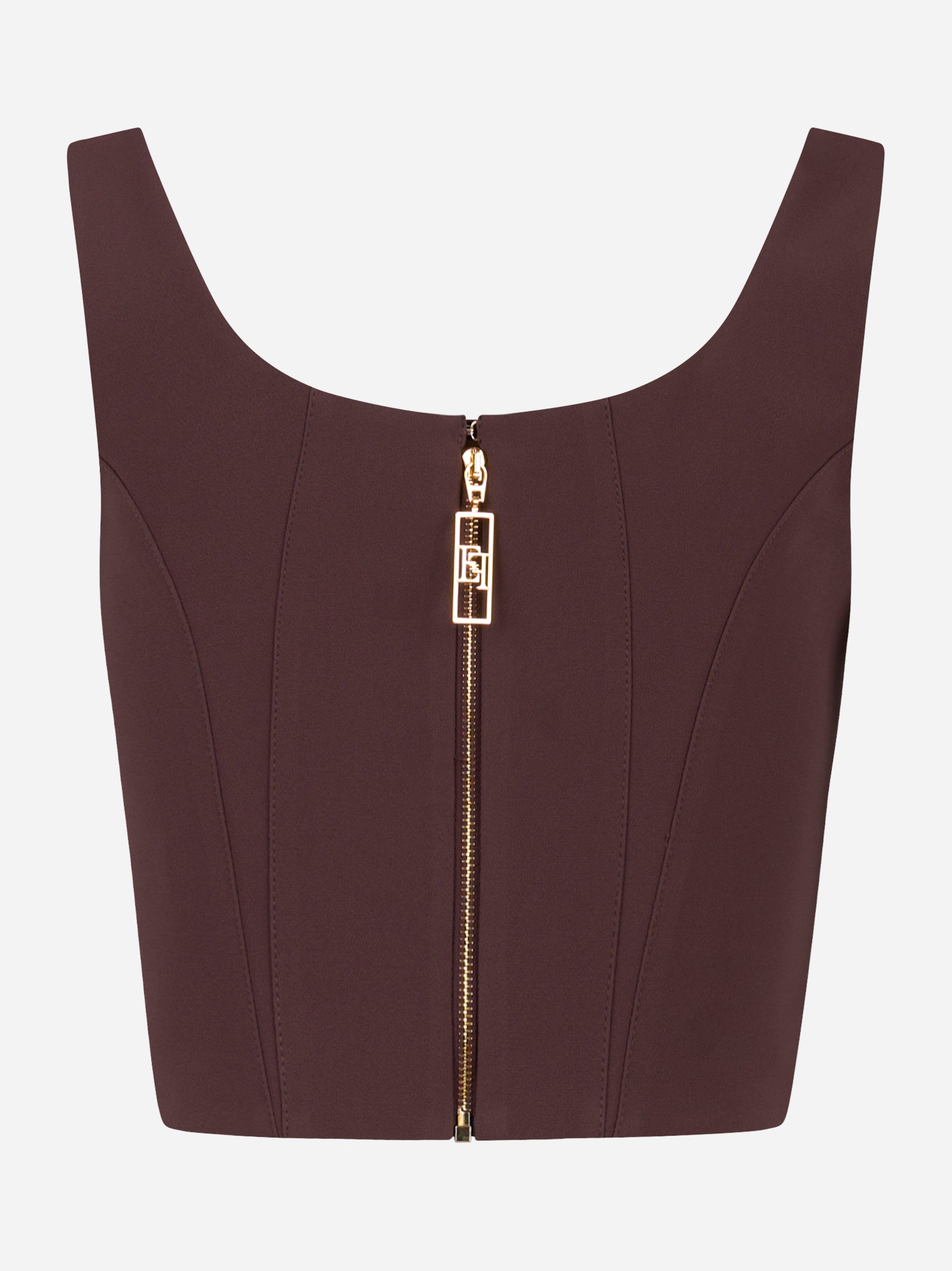 Top bustier Elisabetta Franchi vinaccia con zip dorata e fodera logata, vista posteriore