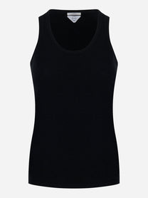 Top nero in cashmere e seta Universel Sport Chic - fronte