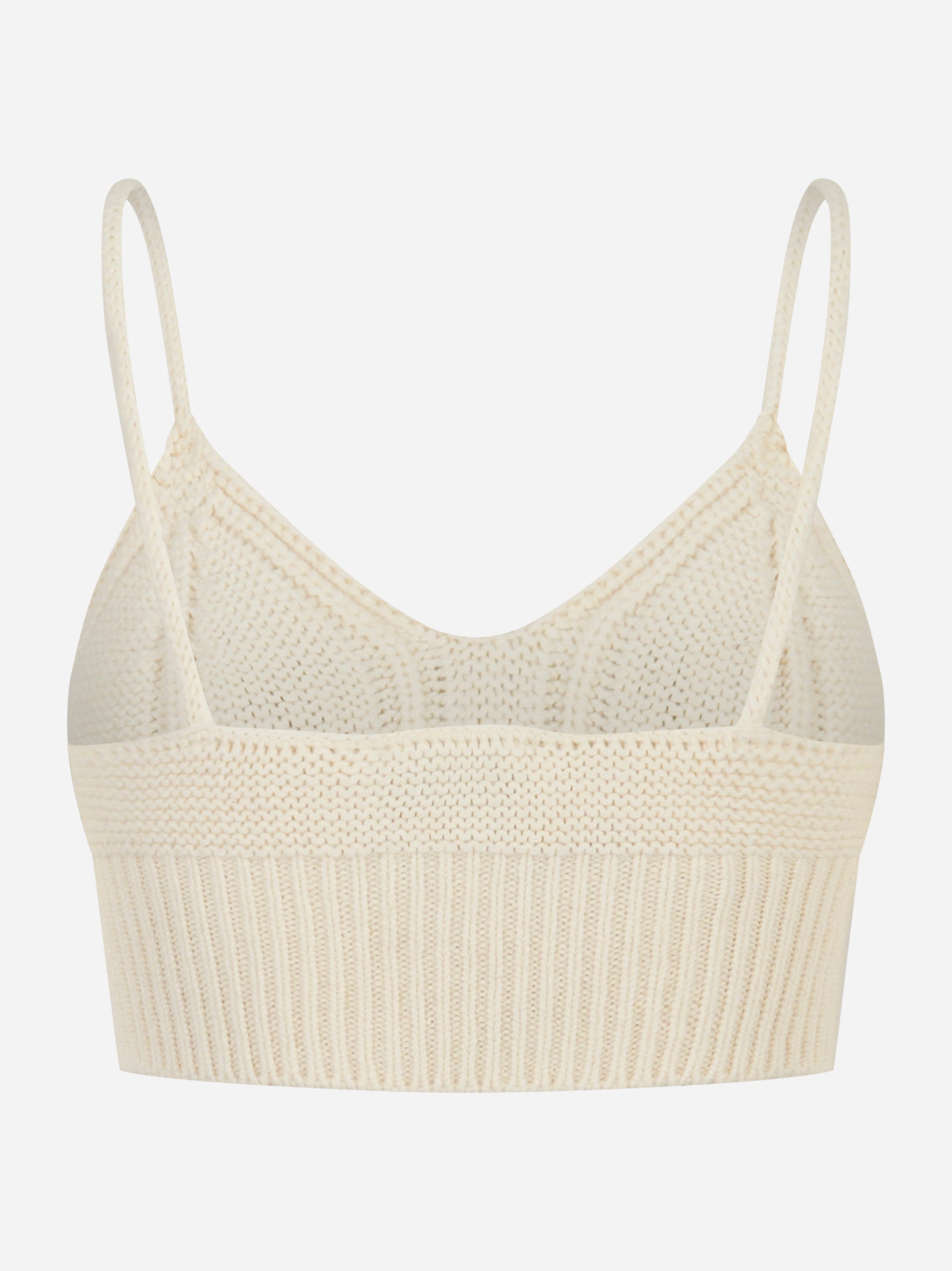 Top in maglia panna con borchie decorative di LANEUS - vista posteriore