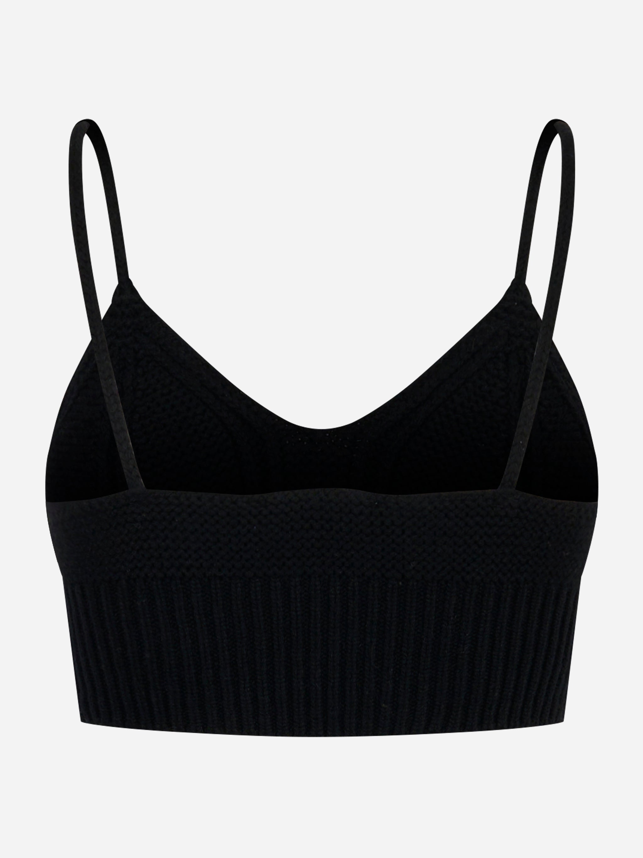 Vista posteriore top Laneus nero in lana stretch