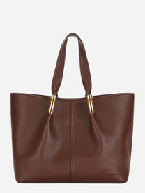 Tote Elisabetta Franchi in ecopelle martellata cioccolato vista frontale
