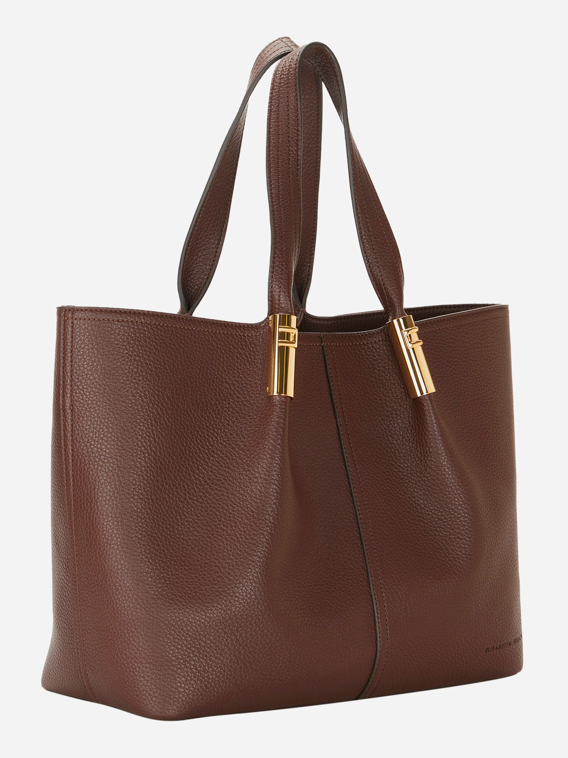 Tote Elisabetta Franchi in ecopelle martellata cioccolato vista laterale