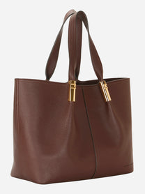 Tote Elisabetta Franchi in ecopelle martellata cioccolato vista laterale