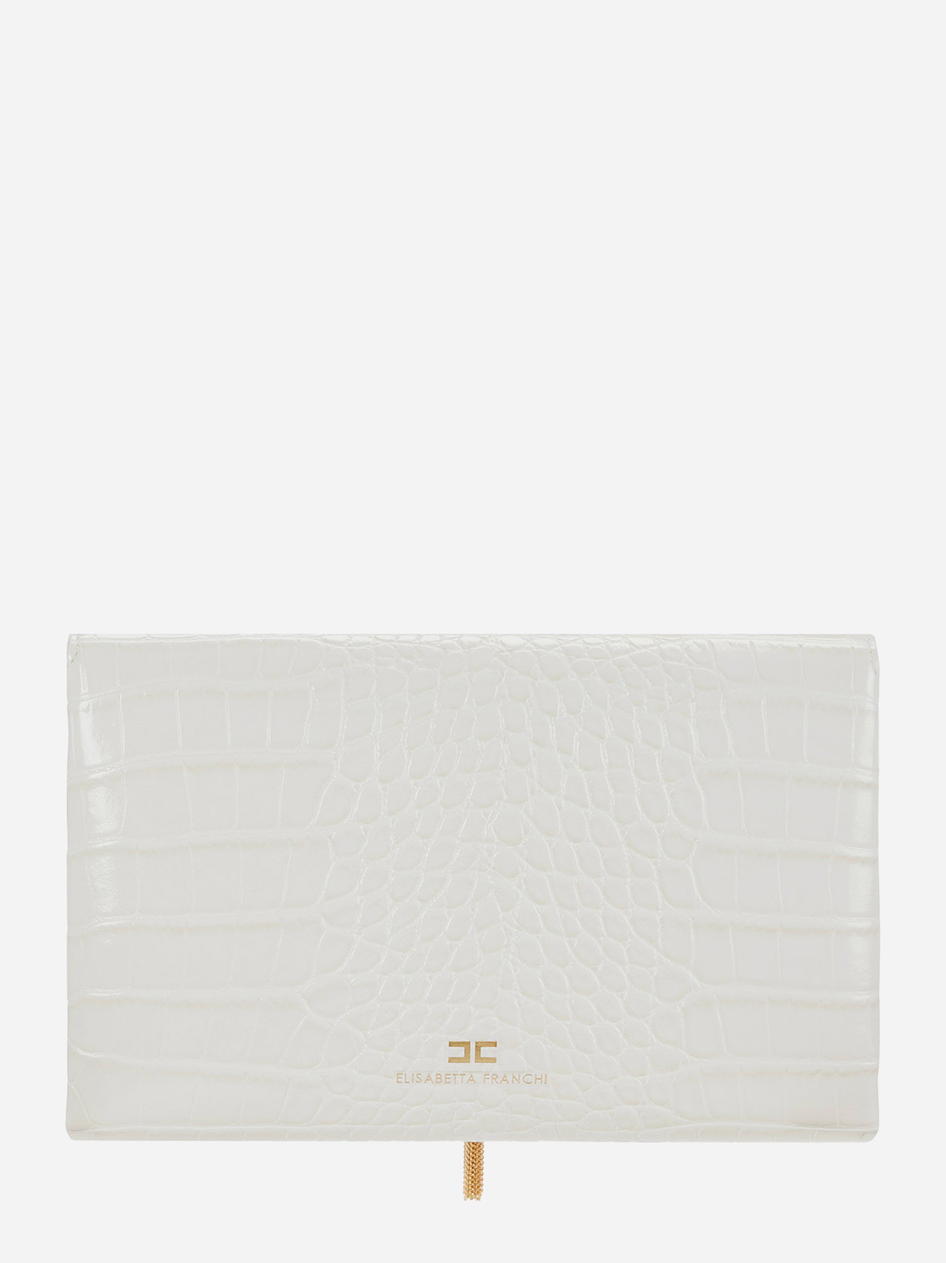 Retro con logo dorato della tracolla Elisabetta Franchi effetto cocco bianca