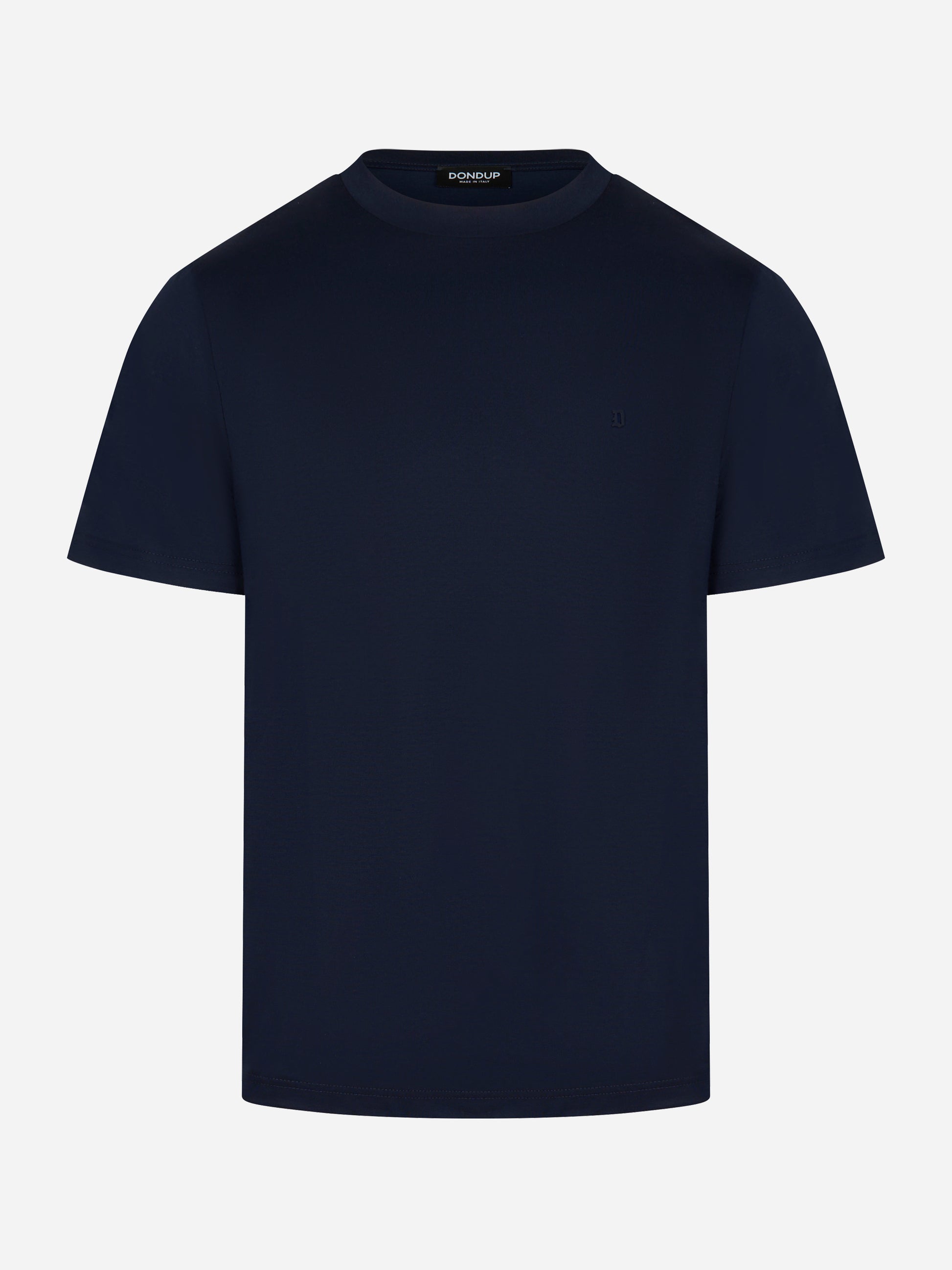 T-shirt in cotone blu navy con logo tono su tono Dondup - fronte