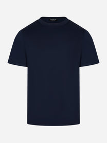 T-shirt in cotone blu navy con logo tono su tono Dondup - fronte
