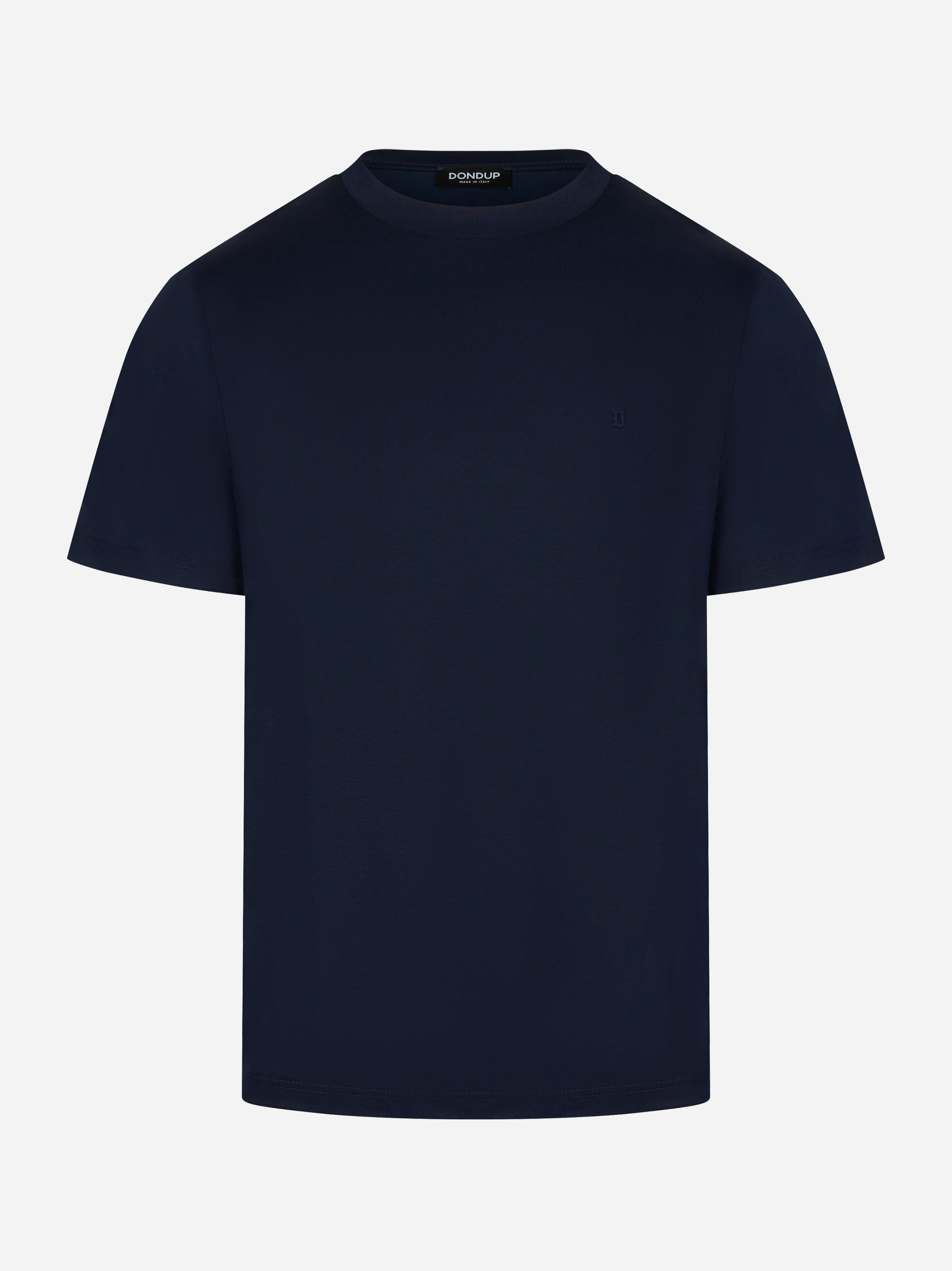 T-shirt in cotone blu navy con logo tono su tono Dondup - fronte