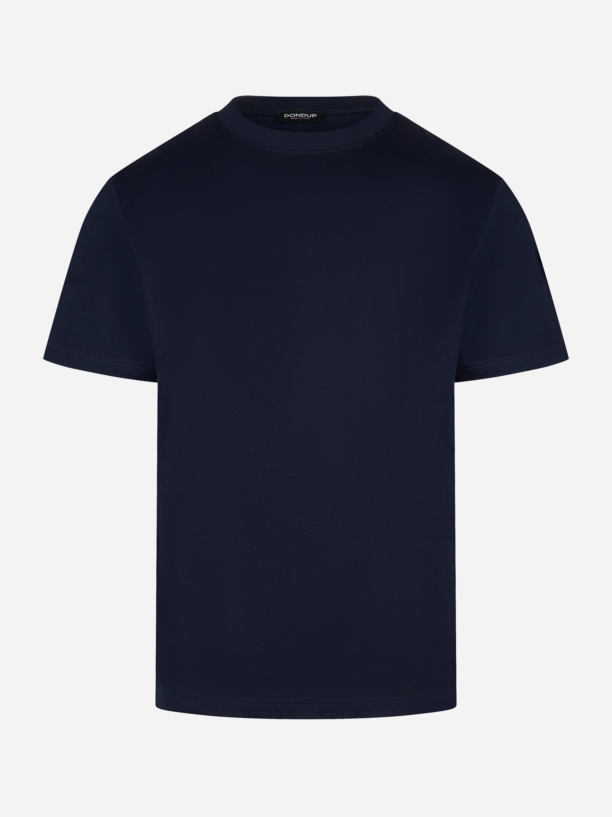 T-shirt blu navy in cotone con logo tono su tono Dondup - fronte