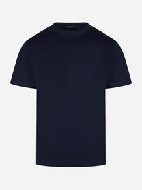 T-shirt blu navy in cotone con logo tono su tono Dondup - fronte