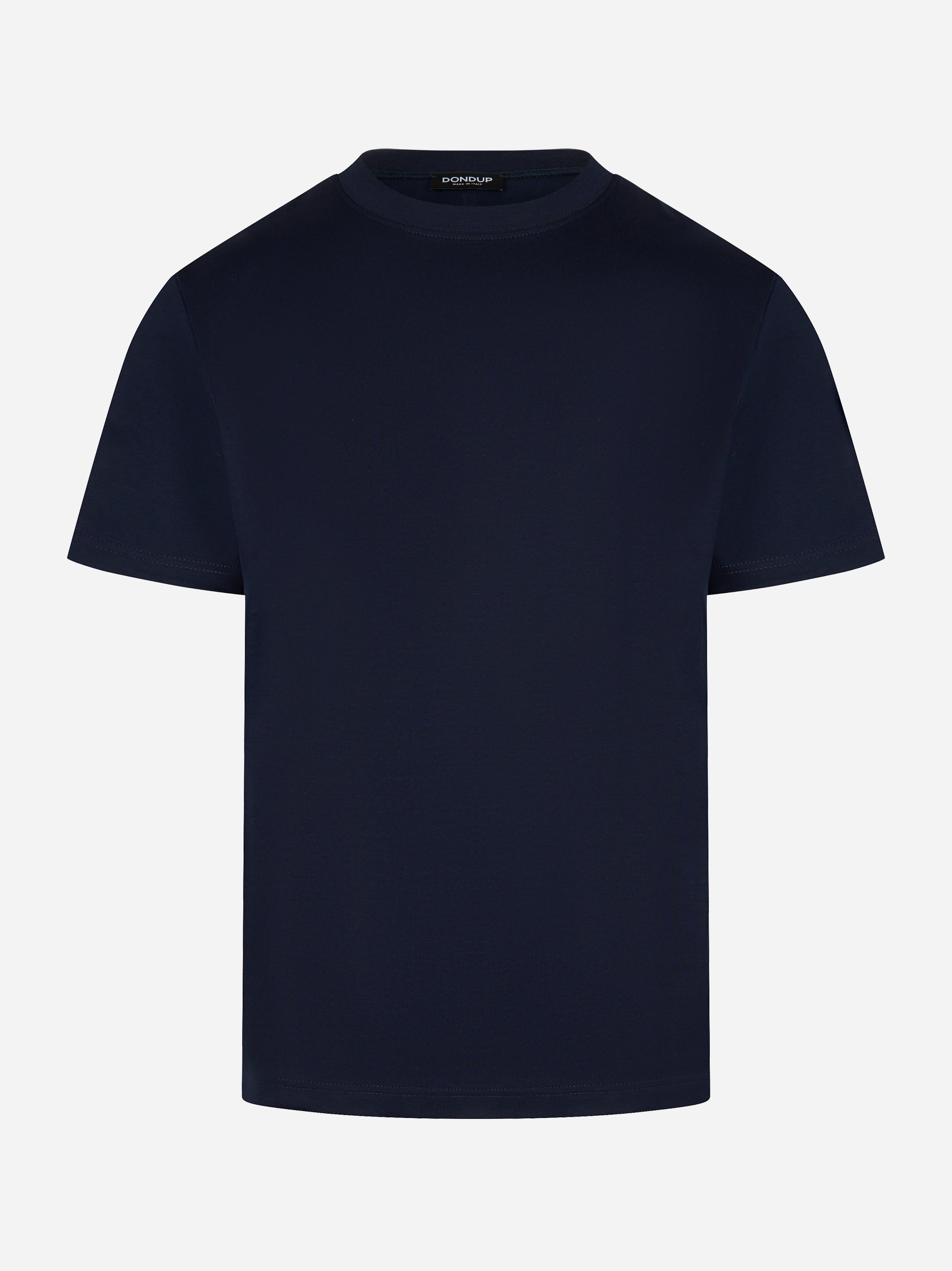 T-shirt blu navy in cotone con logo tono su tono Dondup - fronte