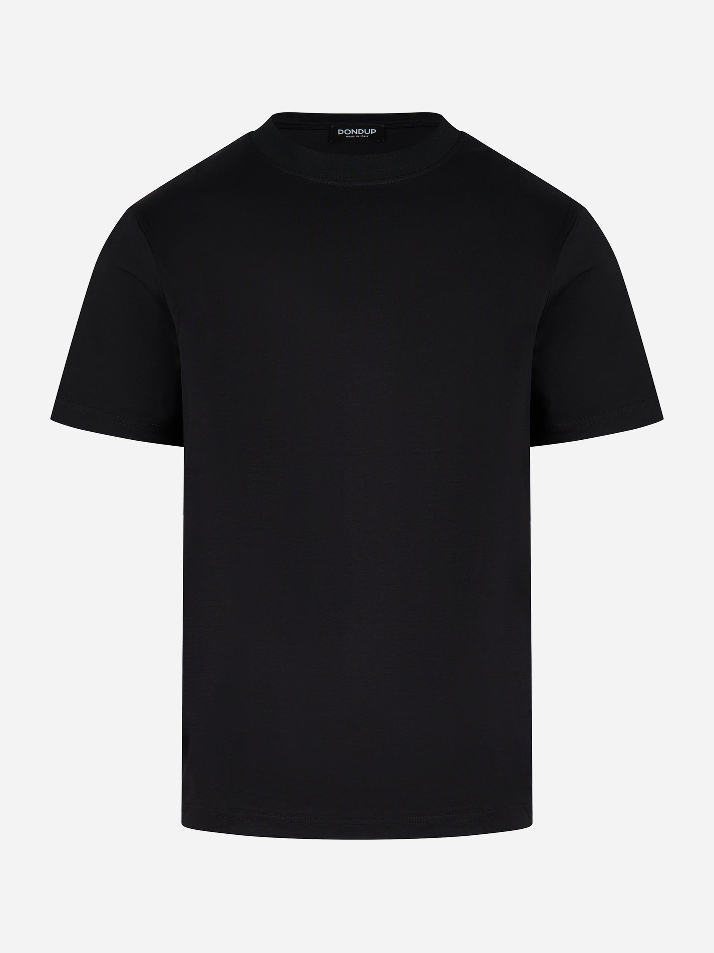 T-shirt in cotone nera con logo tono su tono DONDUP vista frontale