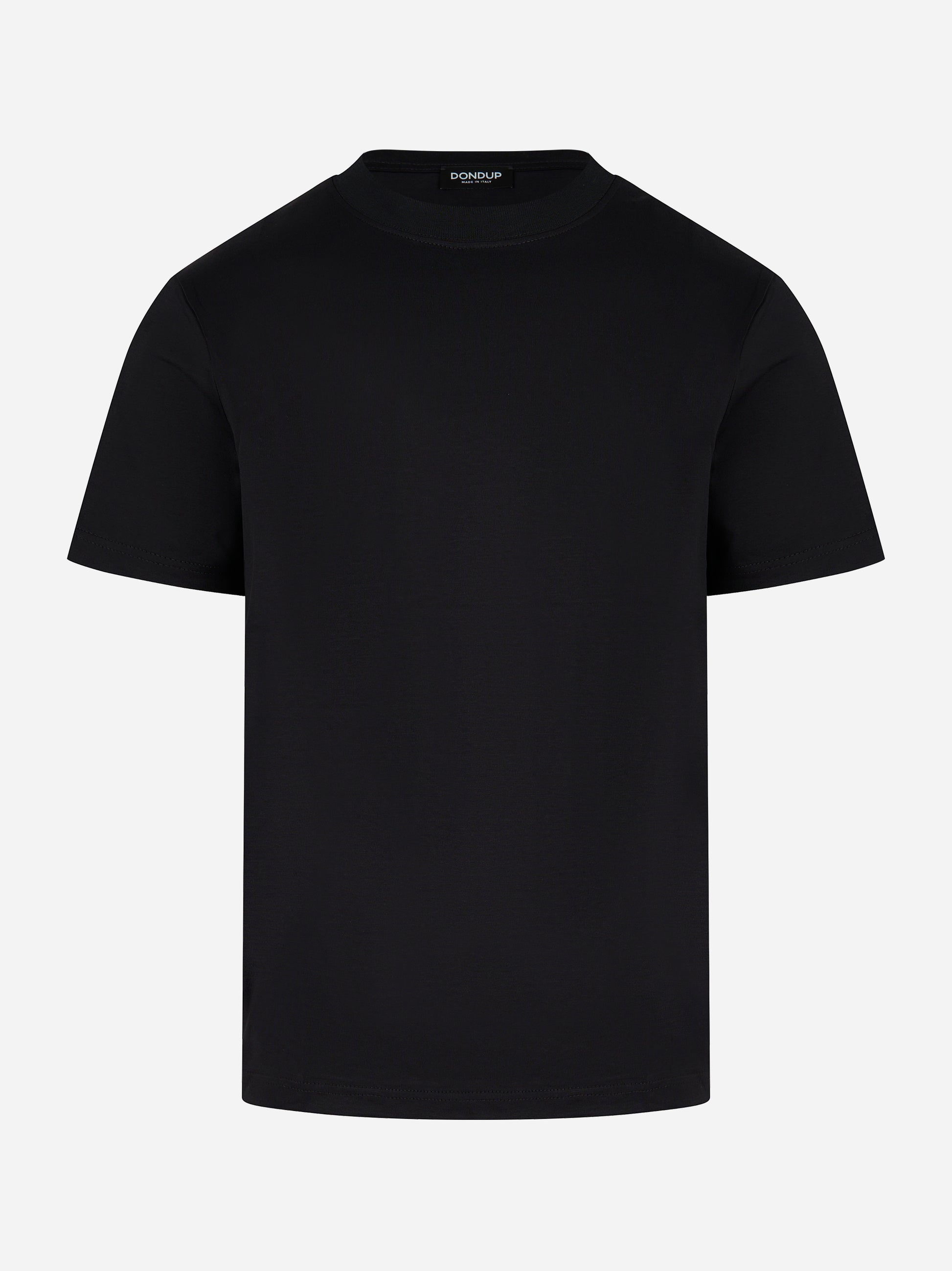 T-shirt in cotone nera con logo tono su tono DONDUP vista frontale