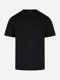 T-shirt in cotone nera con logo tono su tono DONDUP vista frontale