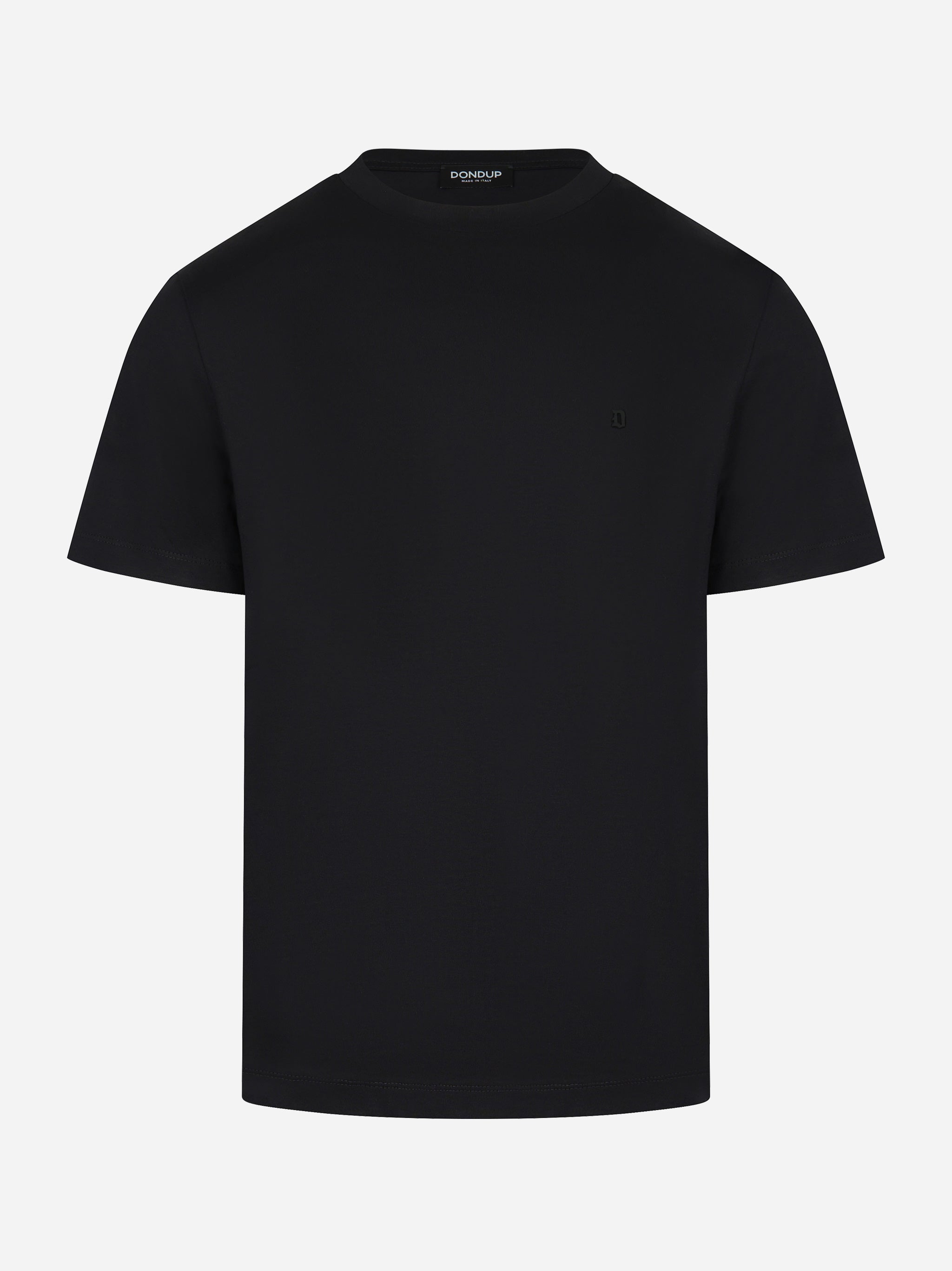 T-shirt nera in cotone con logo tono su tono Dondup vista frontale
