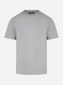 T-shirt Dondup grigia in cotone con logo D sul retro - fronte