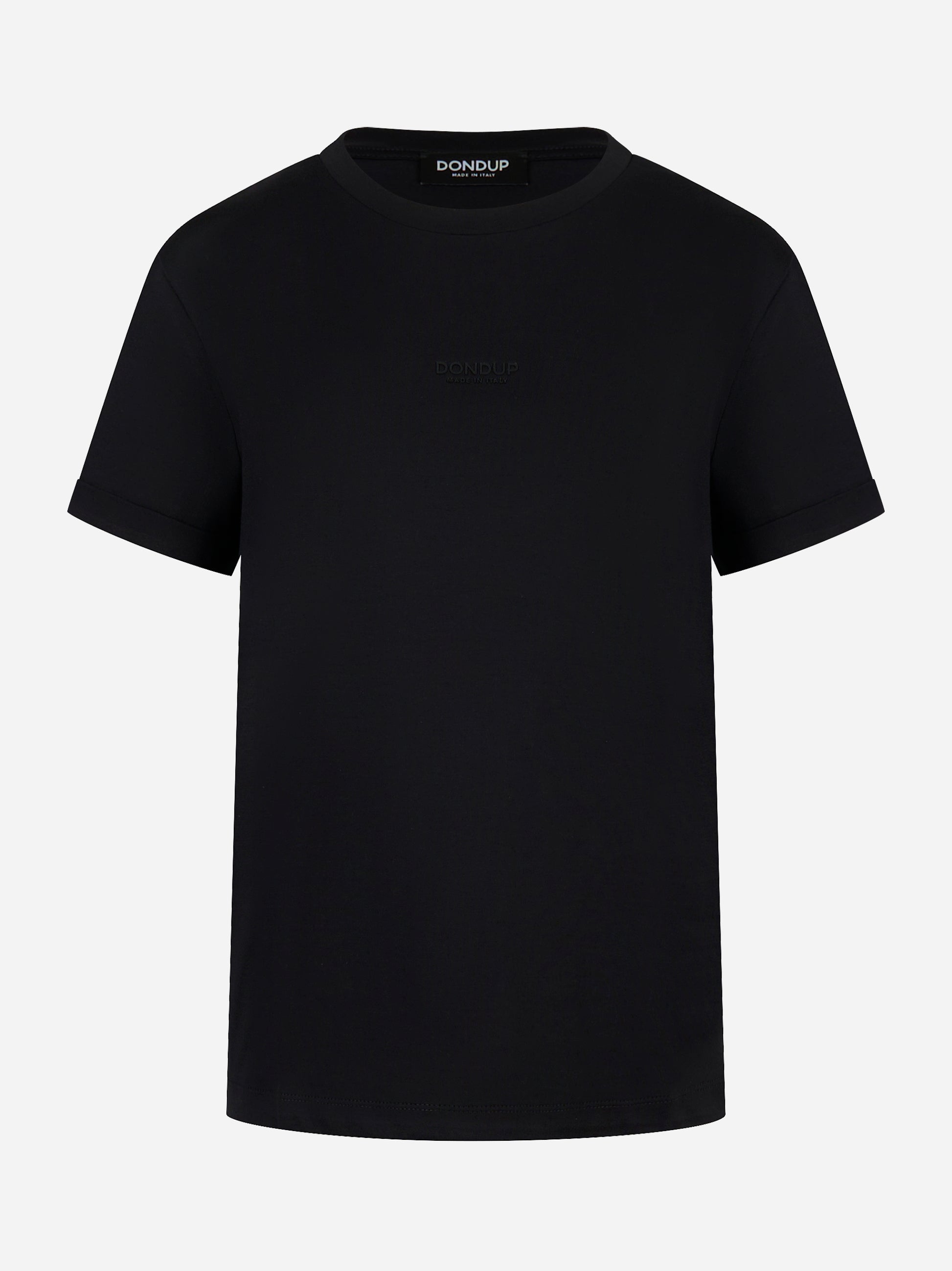 T-shirt nera con logo tono su tono Dondup - fronte
