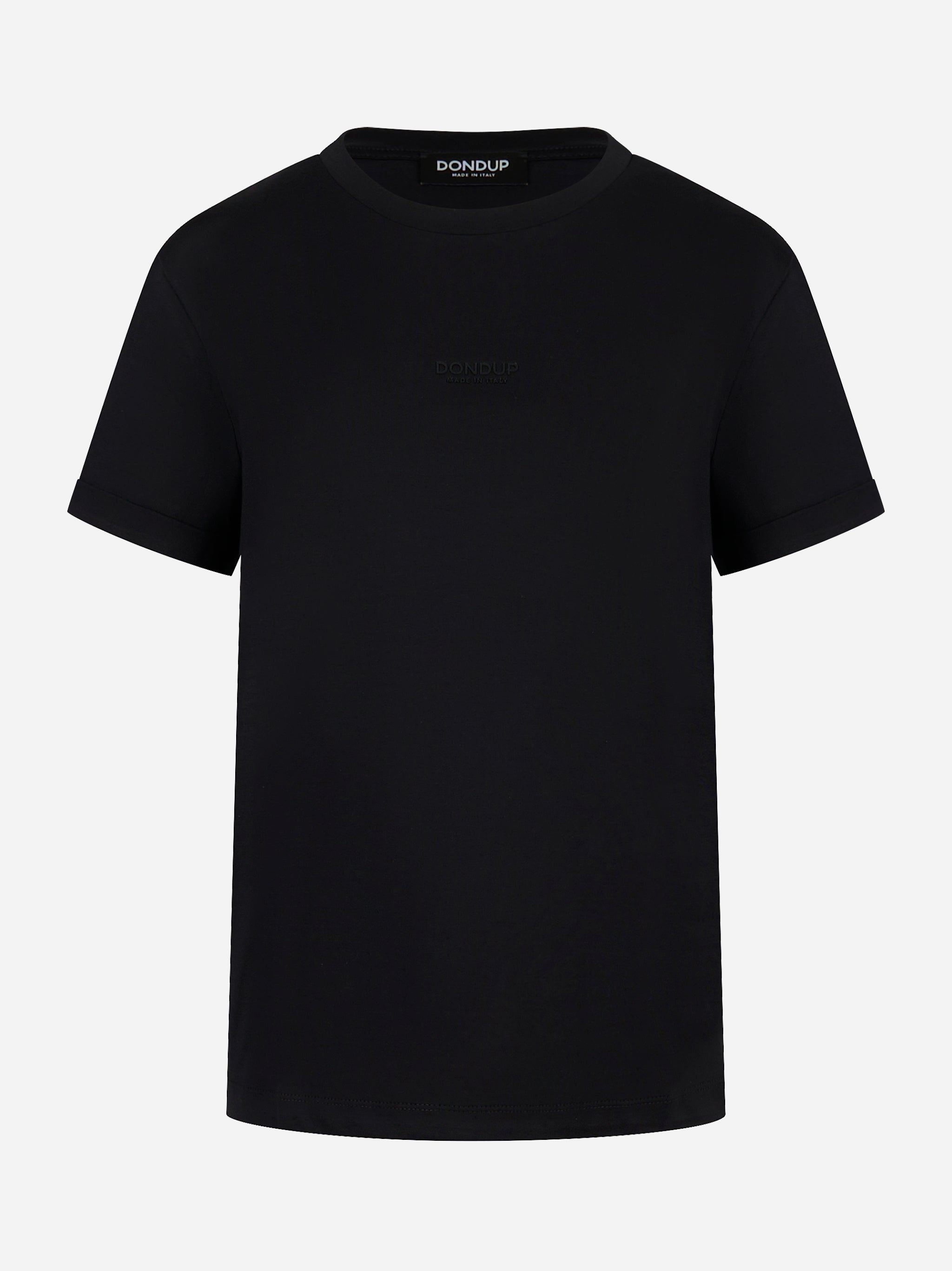 T-shirt nera con logo tono su tono Dondup - fronte