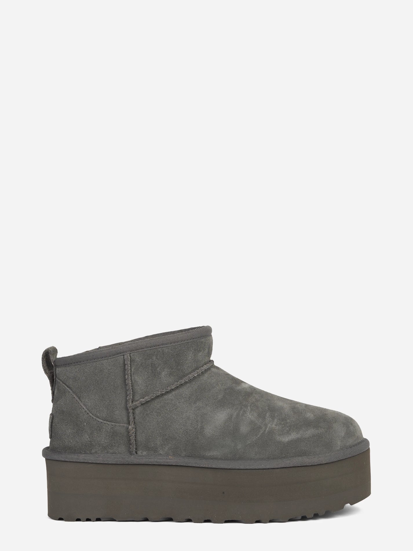 Stivaletto Classic Ultra Mini Platform in camoscio Charcoal - vista laterale