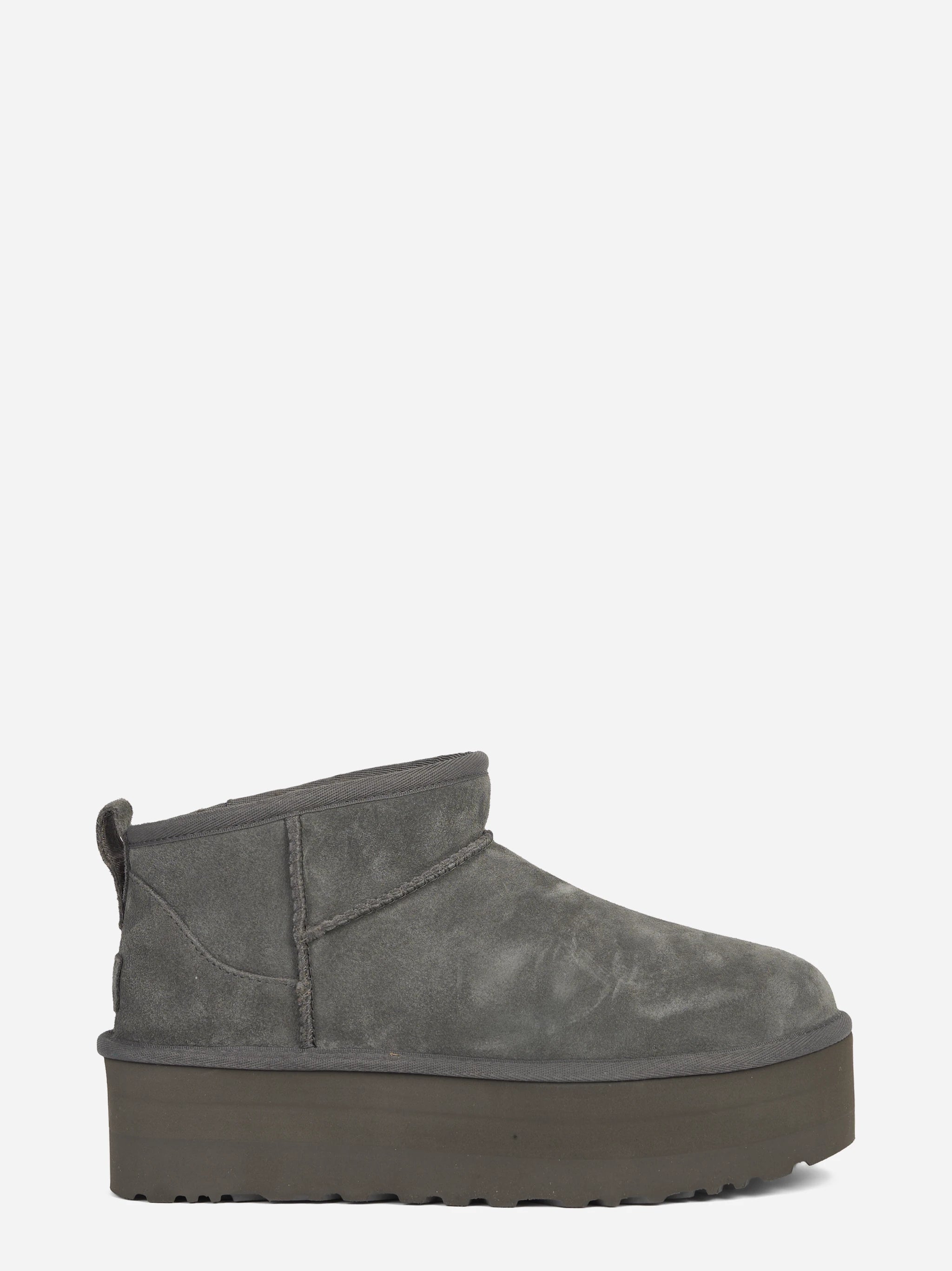 Stivaletto Classic Ultra Mini Platform in camoscio Charcoal - vista laterale