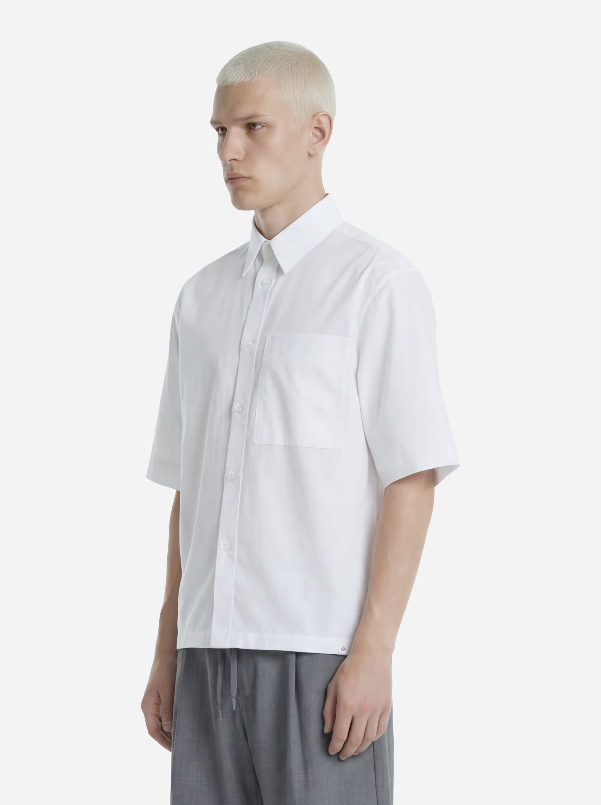 Camicia manica corta in cotone bianco Nelson