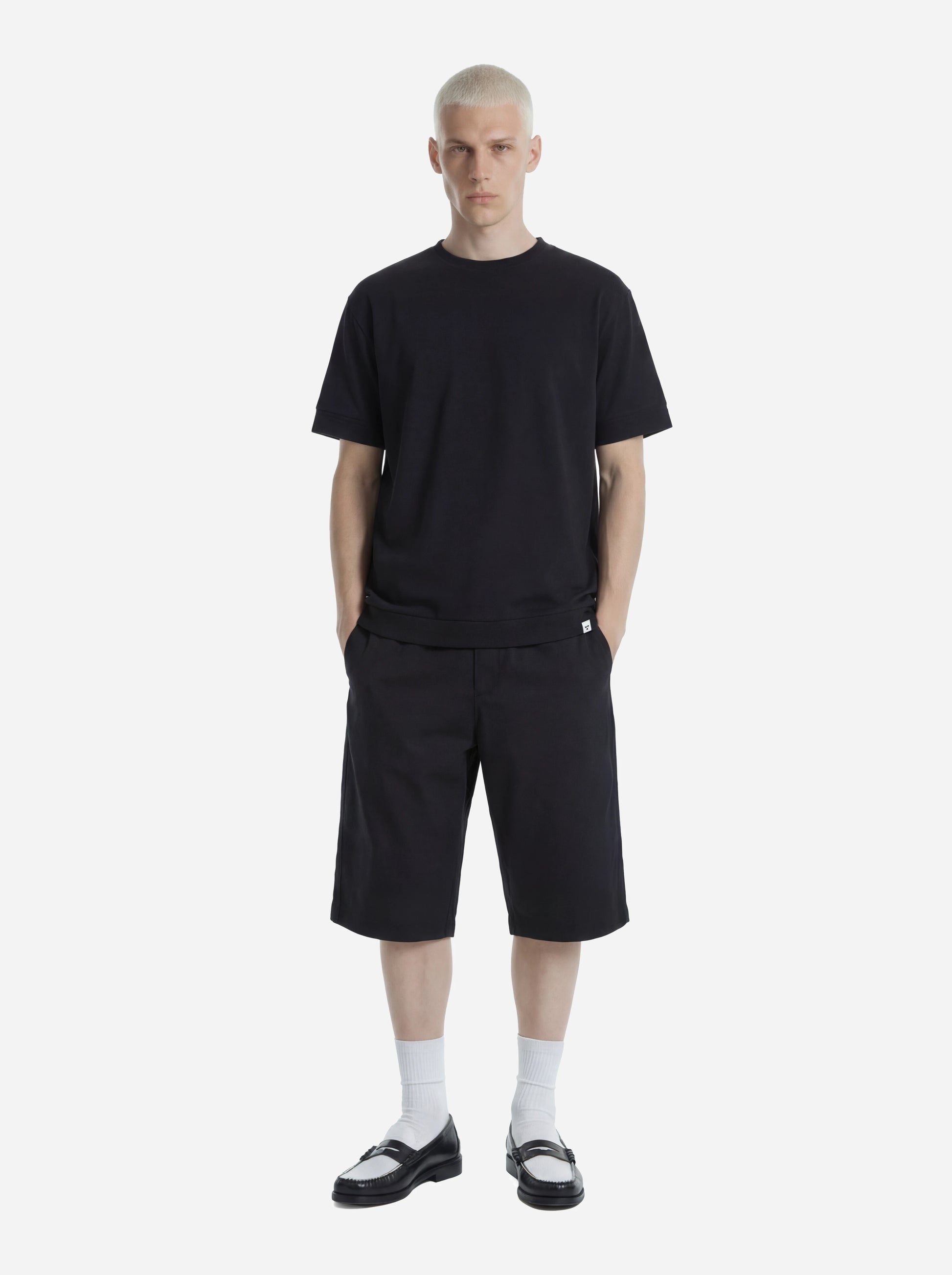 Shorts Curico nero in lino e viscosa