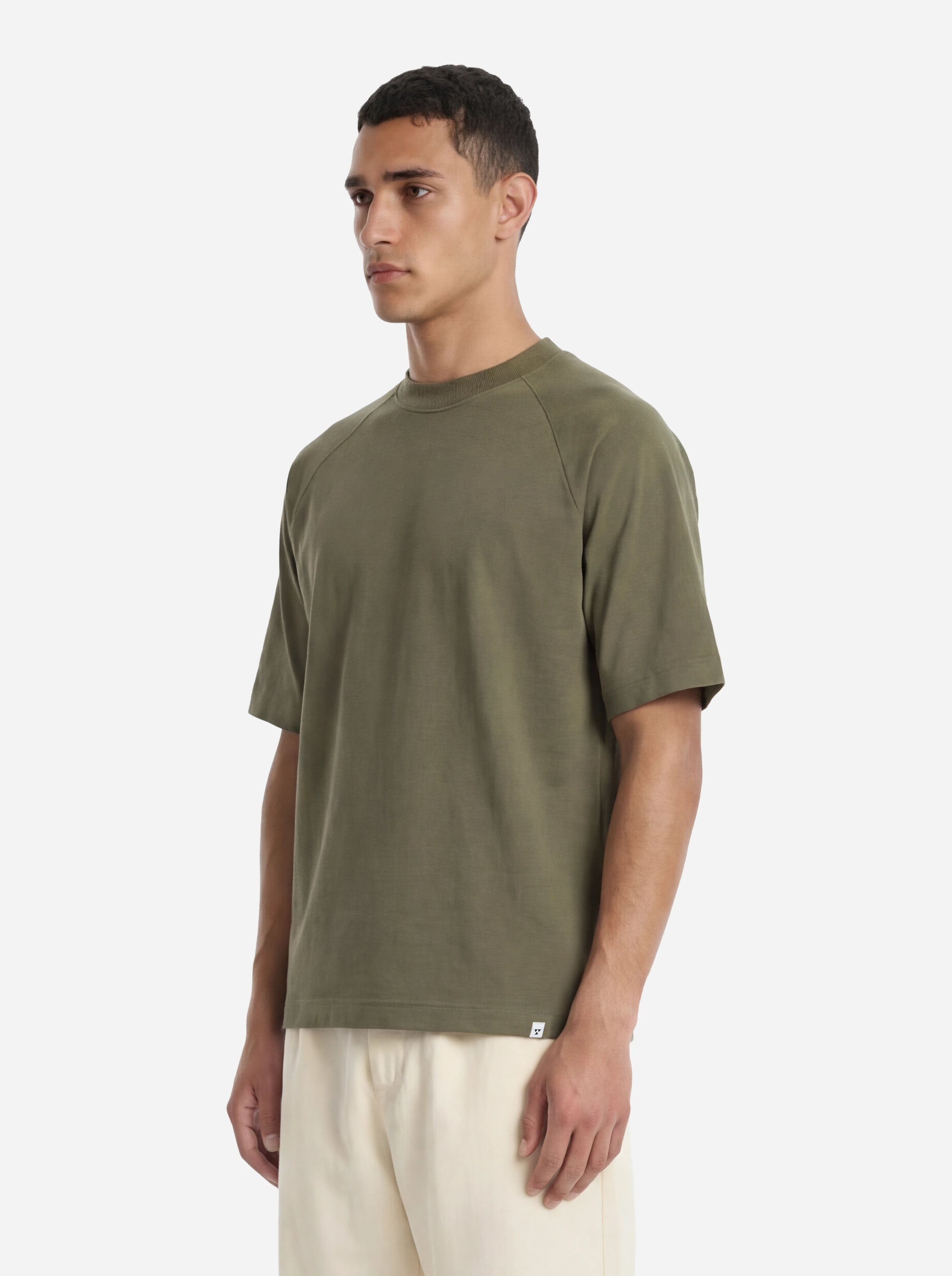 T-shirt in cotone con spalla raglan verdeLienz