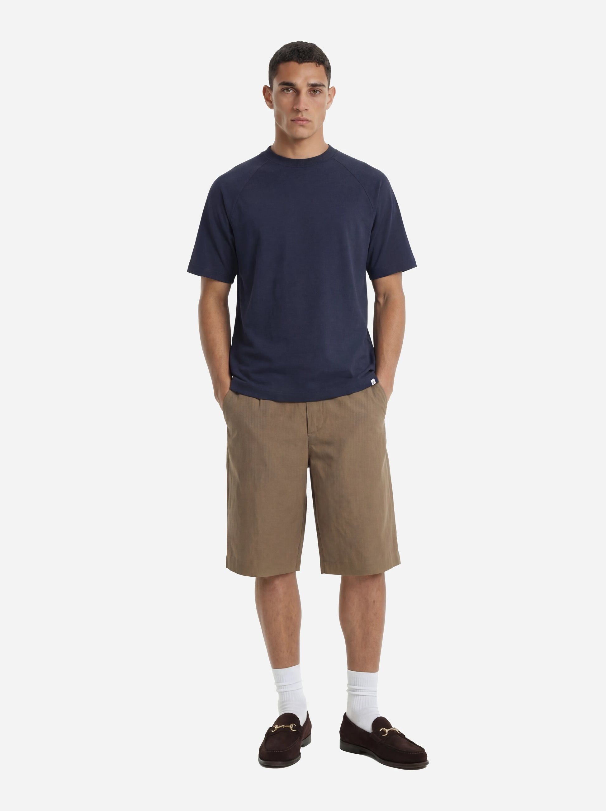 T-shirt in cotone con spalla raglan blu Lienz